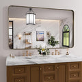 Bronze Bathroom Mirror 60x30 Inch, Brushed Bronze Metal Frame Mirror by JISOSO