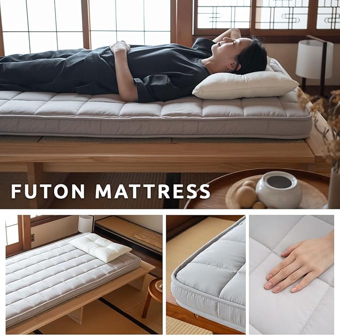 EMOOR Japanese Padded Futon Mattress Machi Small-Twin Gray, Gusset Foldable - Image 8