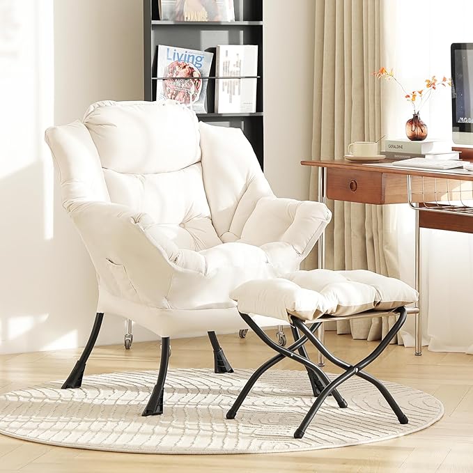 LITA Lazy Chair with Ottoman, Modern Accent Leisure Upholstered Sofa, - Image 2