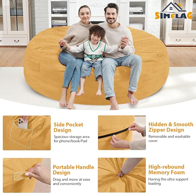 7FT Bean Bag Chair, Large Bean Bag Chairs - Image 4
