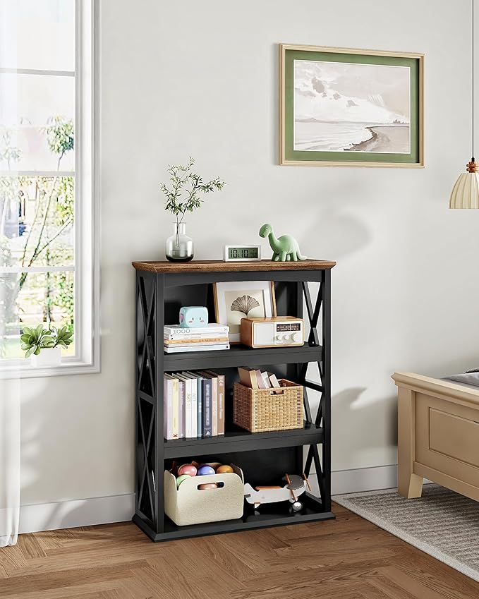 4-Tier Bookcase, 42.9" Floor Standing Organizer Shelf, Corner Book Stand - Image 2