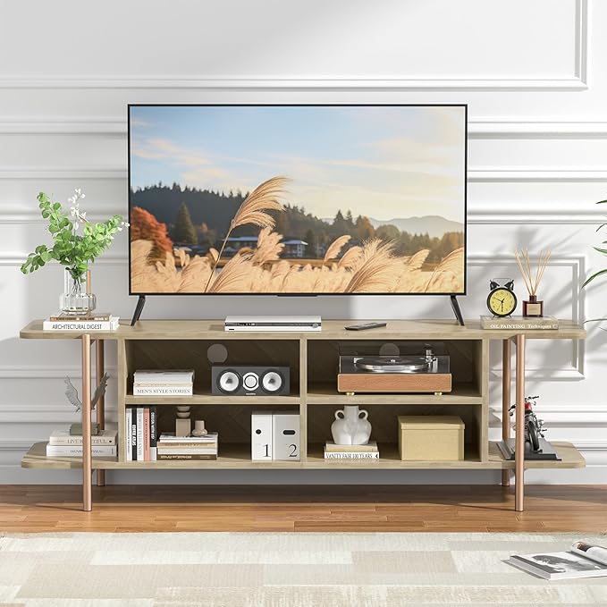 Giluta TV Stand for TV up to 75 Inch, Wood TV Cabinet - Image 9