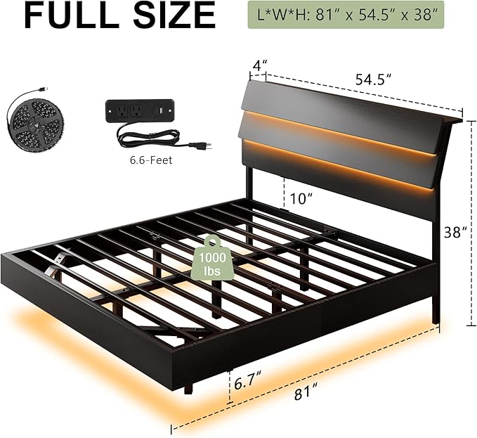 Feonase Floating Bed Frame Full - Image 2