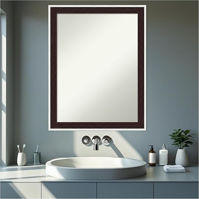 Amanti Art Bathroom Mirror for Over Sink, 27x21 Maya Espresso Silver Rectangle - Image 7