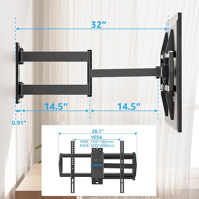 MOUNTUP Corner TV Wall Mount for Most 42-75 Inch TVs - Image 8