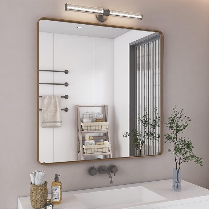 36x36 Square Gold Bathroom Mirror by CHARMOR