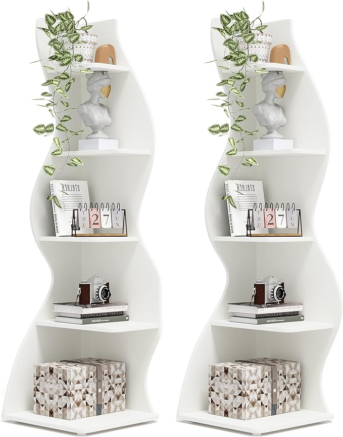 Tribesigns Corner Shelf, Modern 5-Tier Wall Corner Bookshelf Set of Two by Tribesigns