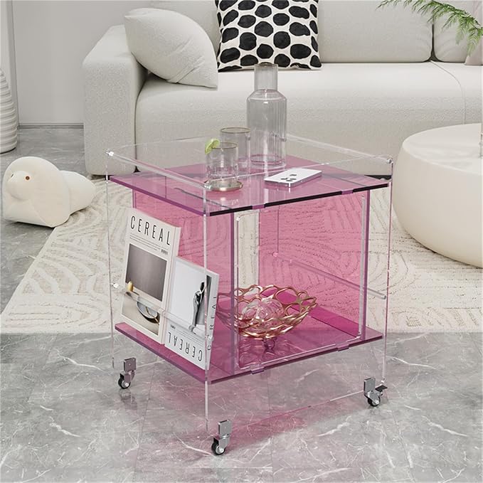 Transparent Acrylic Mobile Side Table - Image 2