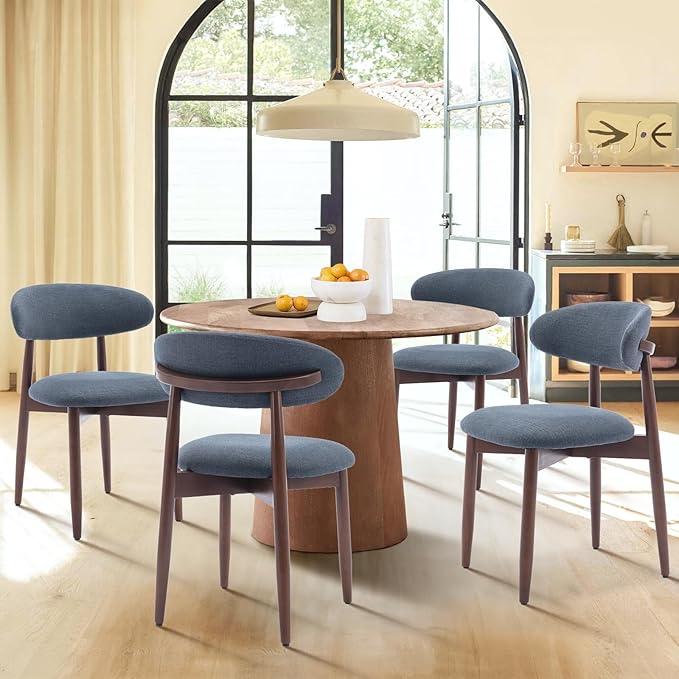 COLAMY Wooden Dining Chairs Set of 6, Modern Fabric Upholstered Dining Room - Image 3