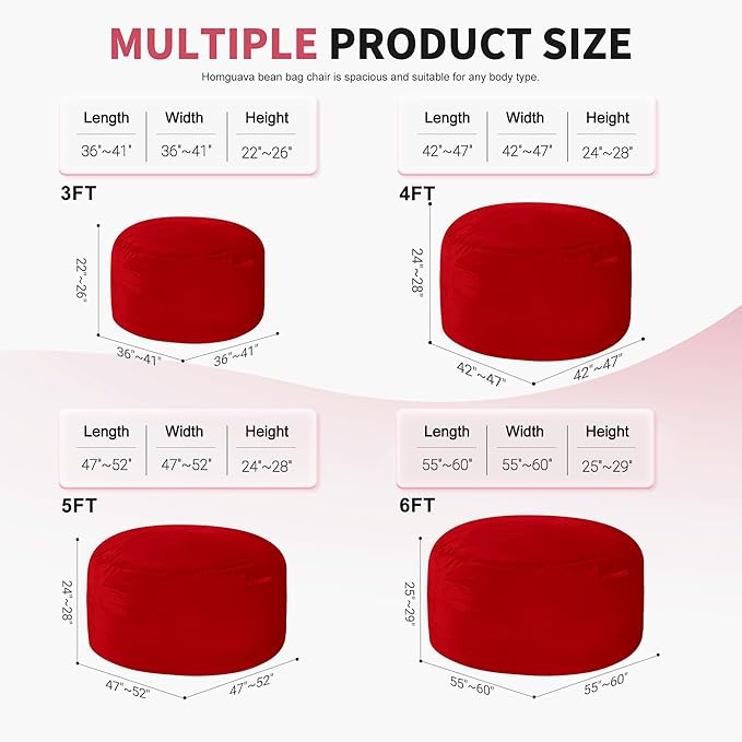 Homguava 6FT Bean Bag Chair Giant BeanBag - Image 2