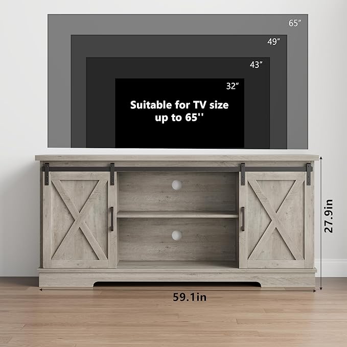 CABIHOME Farmhouse Tv Stand for 65 Inches TVs, Entertainment Center - Image 9