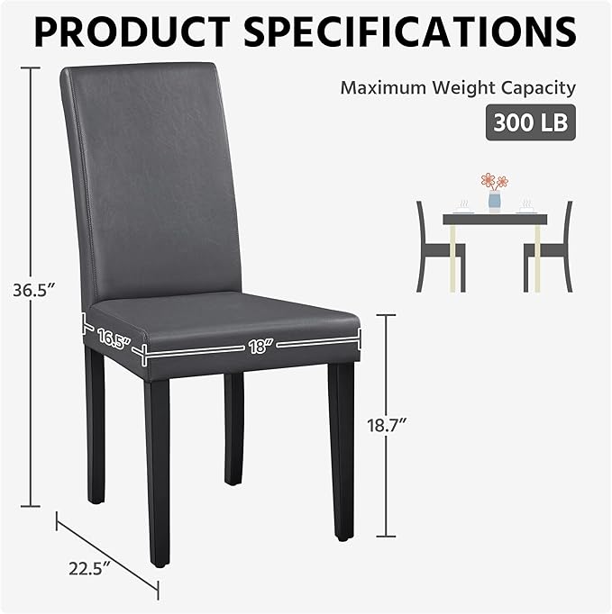 Yaheetech Dining Chairs Set of 4 PU Leather Upholstered Parsons Dining Chairs - Image 3