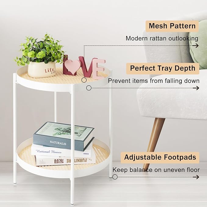 TeoKJ All Metal Side Table, 2 Tier Anti Rust End Table - Image 5