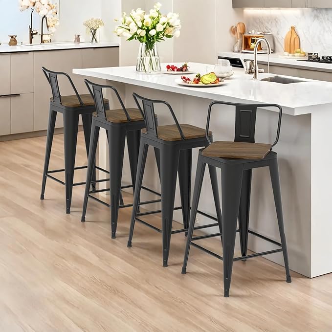 30 Inch Swivel Bar Stools Set of 4, Counter Height Bar Stools by Homvinax