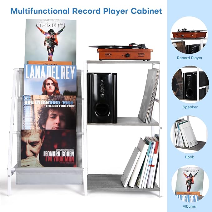 Record Player Stand, 3-Tier Vinyl Record Storage, Turntable Stand - Image 6