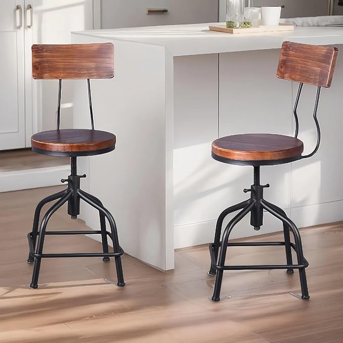 Topower Farmhouse Kitchen Stool, Industrial Counter Stool, Kitchen Deco Round by Topower