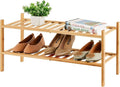 2-Tier Bamboo Shoe Rack for Entryway, Bamboo Wood Shoe Organizer for Hallway by VIEWCARE