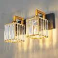 Modern Bathroom Vanity Light 2-Lights Black Gold Crystal Wall Lamp Bathroom by FDPBY