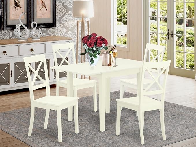 East West Furniture NDBO5-LWH-W 5 Piece Dining Room Table Set Includes a - Image 2