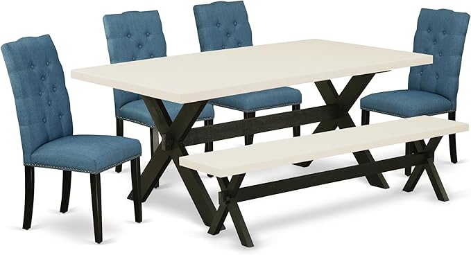 East West Furniture X627EL121-6 6 Piece Dinette Set Contains a Rectangle Dining by EastWestFurniture