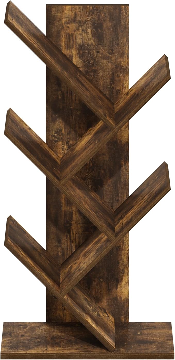 Furinno Tree Bookshelf 5-Tier Floor Standing Tree Bookcase, Amber Pine - Image 7