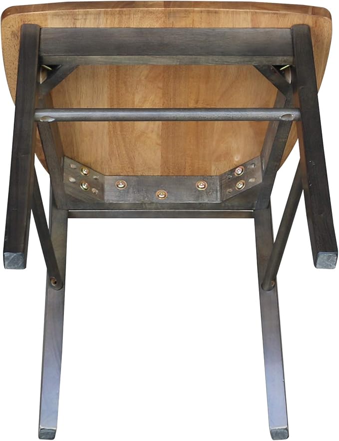 Set of Two X-Back Dining Chairs, Hickory/Washed Coal - Image 13