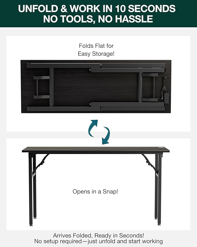 Frylr Small Folding Computer Desk – 55.1 Inch Portable Table - Image 3