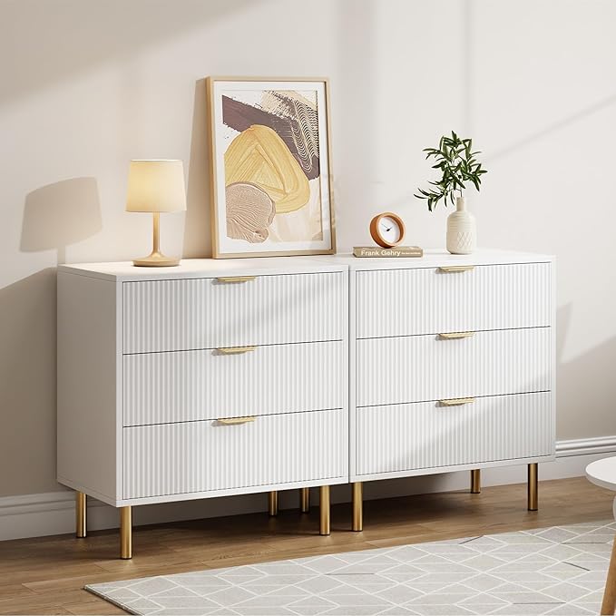 White Dresser, Modern 3 Drawer Dresser - Image 5