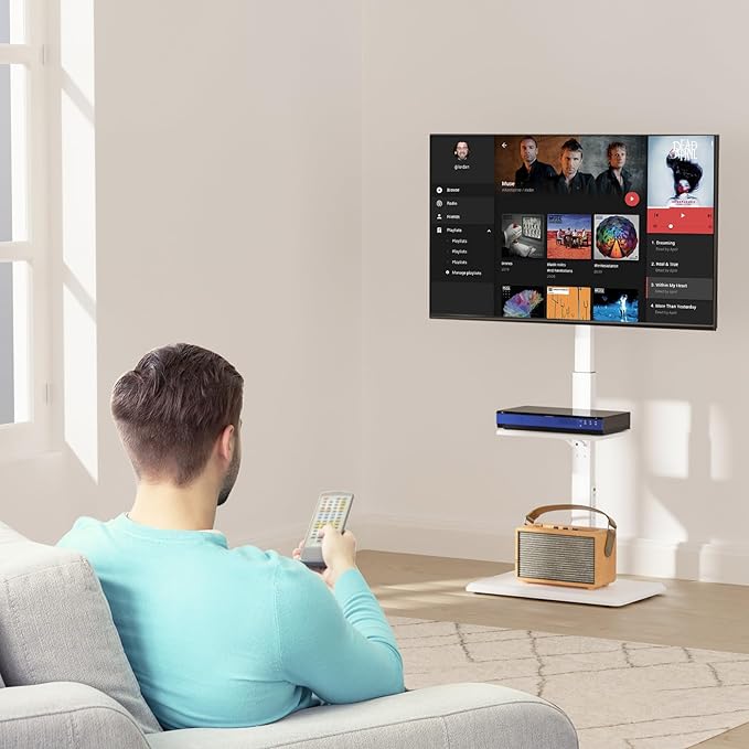 WALI Floor TV Stand with Power Outlet & AV Shelf, Tall TV Stand Mount - Image 7