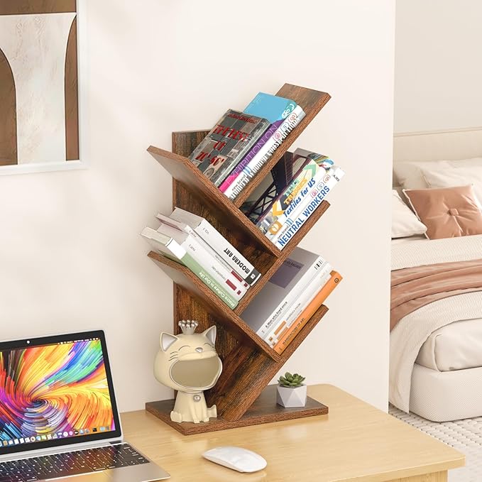 5 Tier Tree Book Shelf, Small Desktop Bookshelf - Image 2