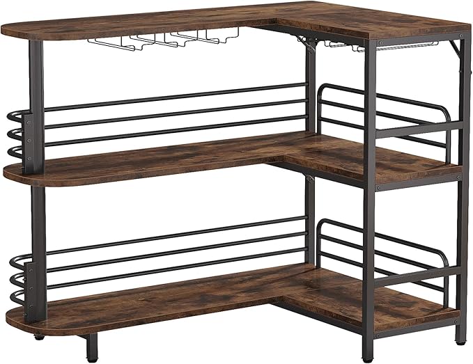 Tribesigns L-Shaped Home Bar Unit, 3 Tier Liquor Table - Image 8