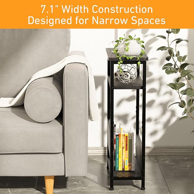 7.1" Narrow Side Table for Small Spaces, 3 Tier Small End Table - Image 5