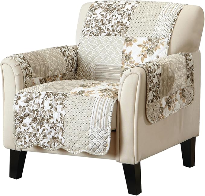 Great Bay Home Patchwork Scalloped Printed Furniture Protector Stain Resistant by GreatBayHome