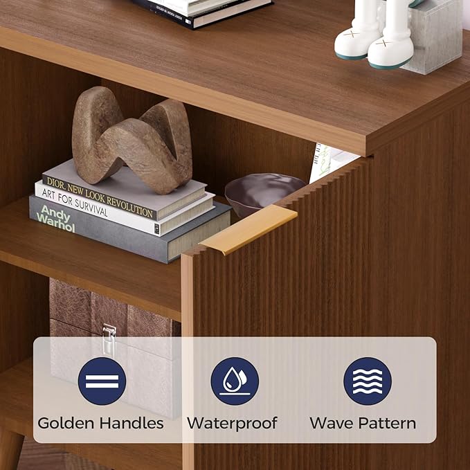 Fluted Buffet Cabinet – Modern Wood Sideboard - Image 6