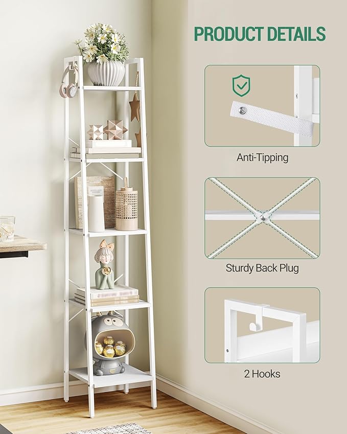 Ladder Shelf, Bookshelf Bookcase, Freestanding Corner Storage Shelve - Image 3