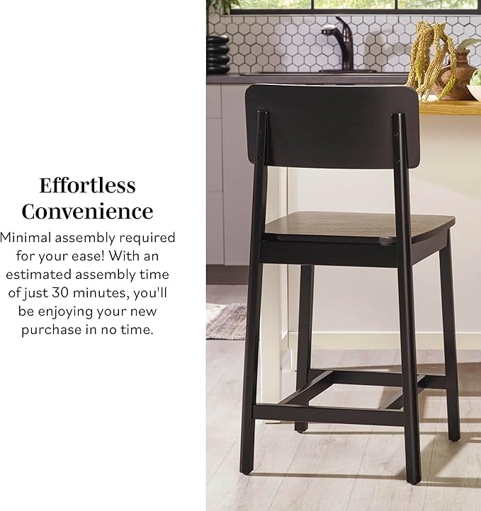 Walker Edison 2-Piece Minimalist Solid Wood Counter Stool - Image 13