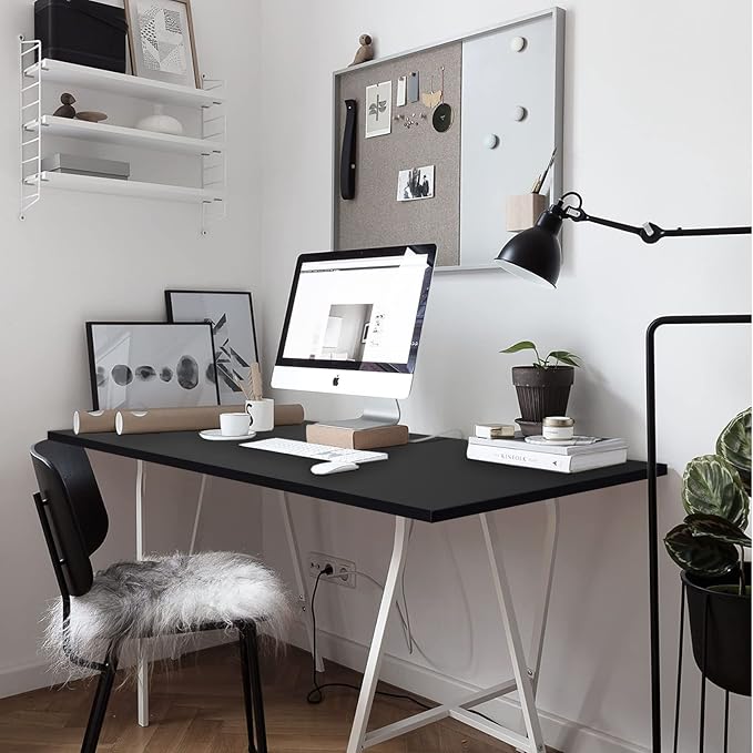 Kaboon Black Table Top 23.62" D x 59.1" W, Solid One-Piece Desktop, Universal - Image 7