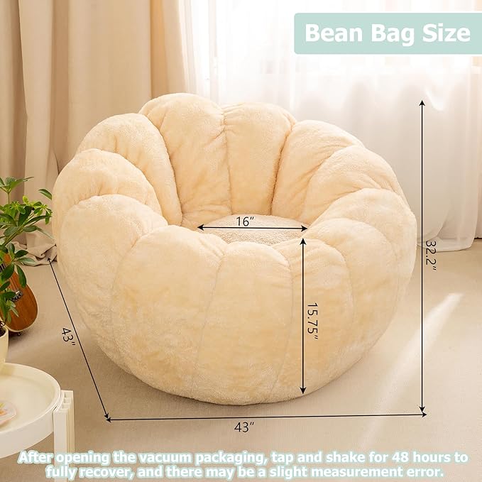 Pumpkin Bean Bag Sofa Chair for Adult, Beanbag Couch - Image 2
