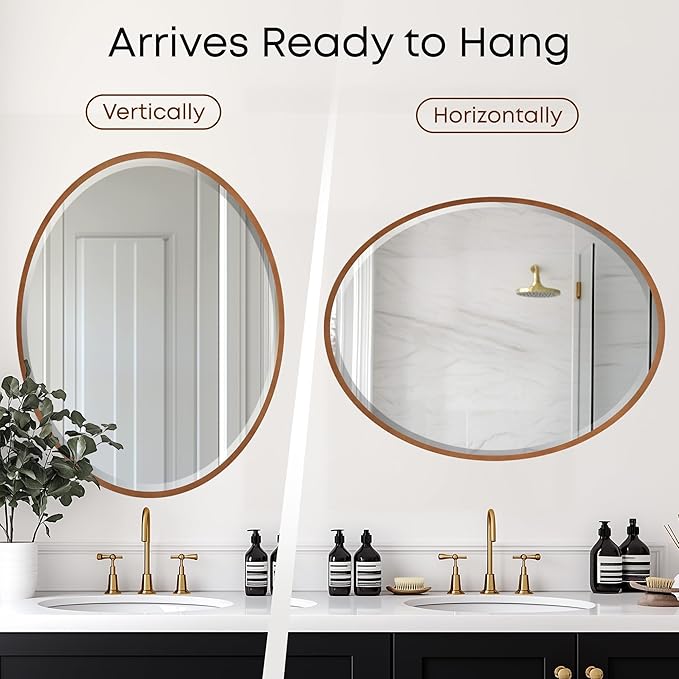 OVALCREST - Oval Wooden Beveled Wall Mirror - Image 4