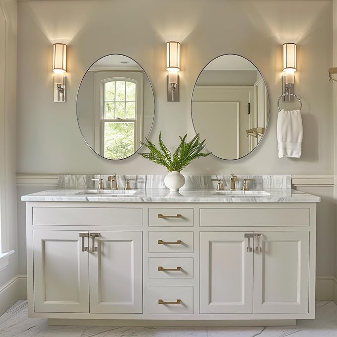 ANDY STAR Brushed Nickel Oval Wall Mirror, Modern Bathroom Mirror, Sturdy - Image 7