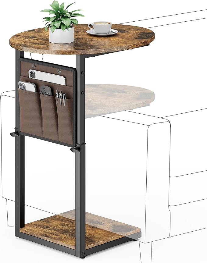 Vagusicc C Shaped End Table, Adjustable Height Small Side Table by Vagusicc