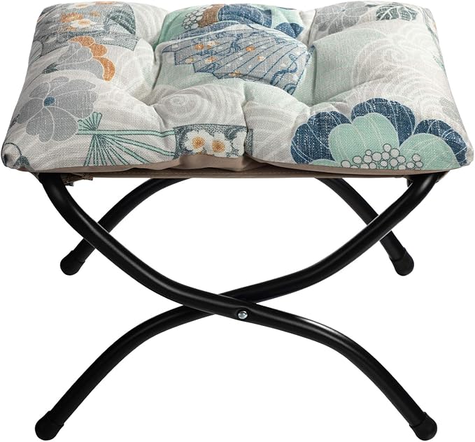 HollyHOME 15" Folding Footrest Stool, Upholstered Small Foldable Ottoman - Image 9