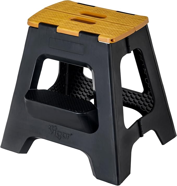 Vigar Compact Step Stool Foldable, 16-inch Two-Step Stools by VIGAR