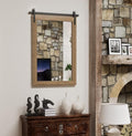 Farmhouse Wall Mirror, Rustic Wood Frame Bathroom Mirror Barn Door Inspired by PAIHOME