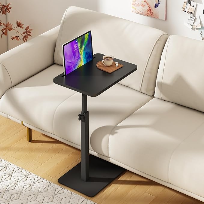 Forevich Bamboo Sofa Tray Table C Shaped Side End Table - Image 5