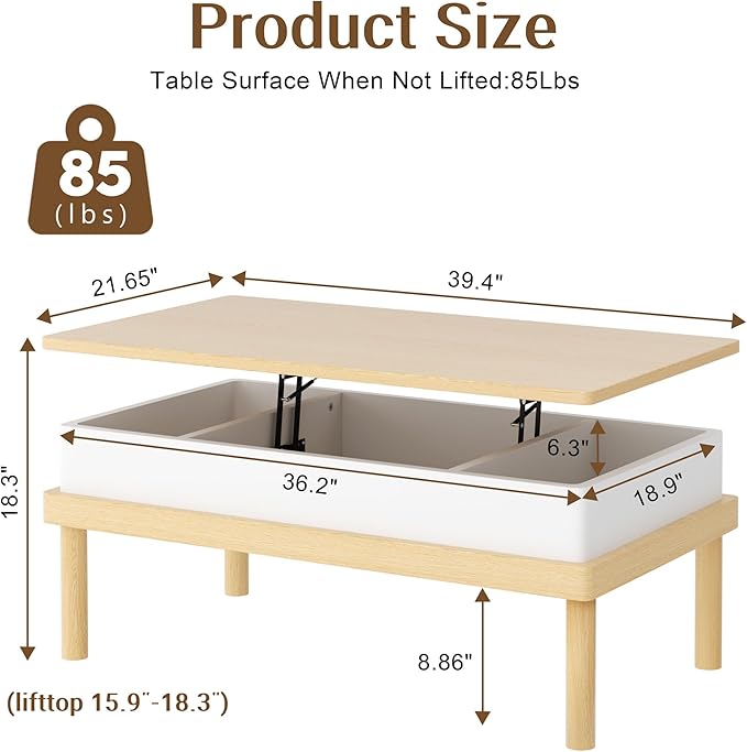 Shintenchi Coffee Table, Lift Top Coffee Table - Image 3