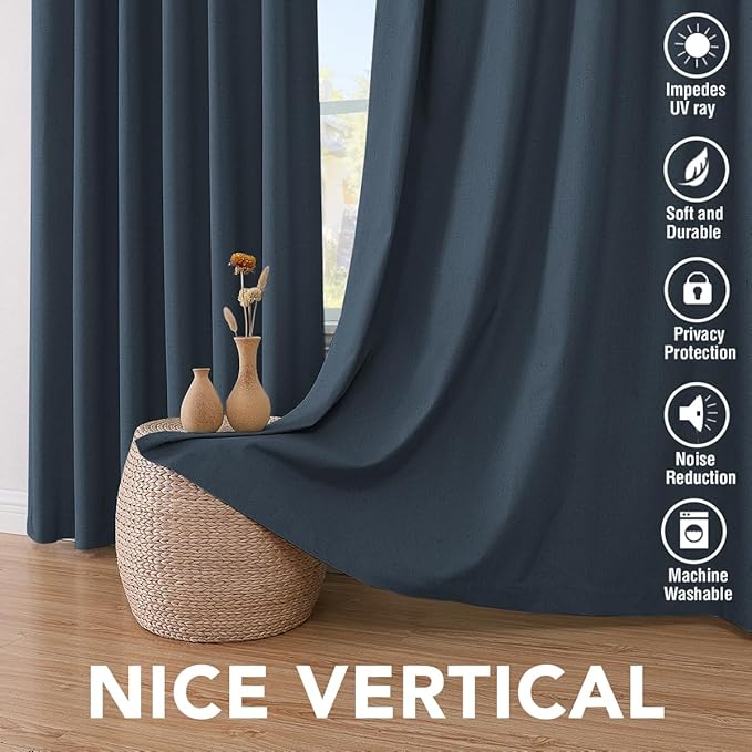 H.VERSAILTEX Linen Blackout Curtains 72 Inches Long 100% Absolutely Blackout - Image 7