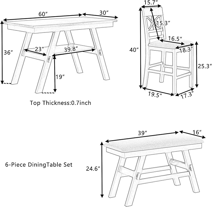 Merax 6 Piece Counter Height Dining Table Set - Image 2