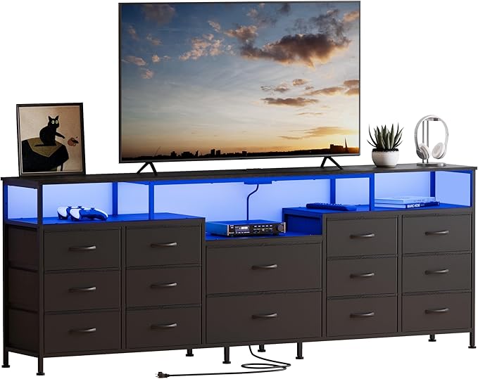 70.9" W Large TV Stand for 65/75/80 inchs TVs, 14 Drawer Long Dresser by ElevateYourLivingSpace