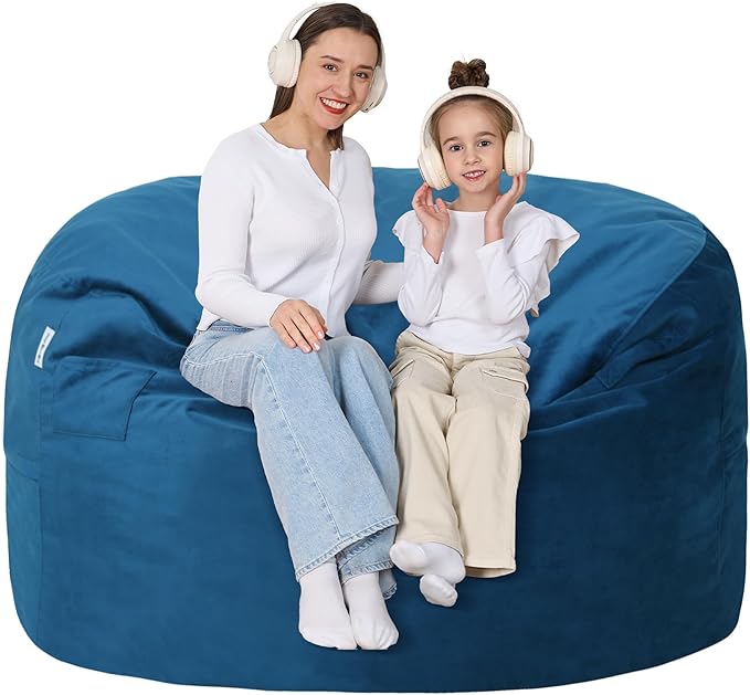 4FT Bean Bag Chair with Ultra Soft Velvet Cover Bean Bag Sofawith Memory Foam by Unknown
